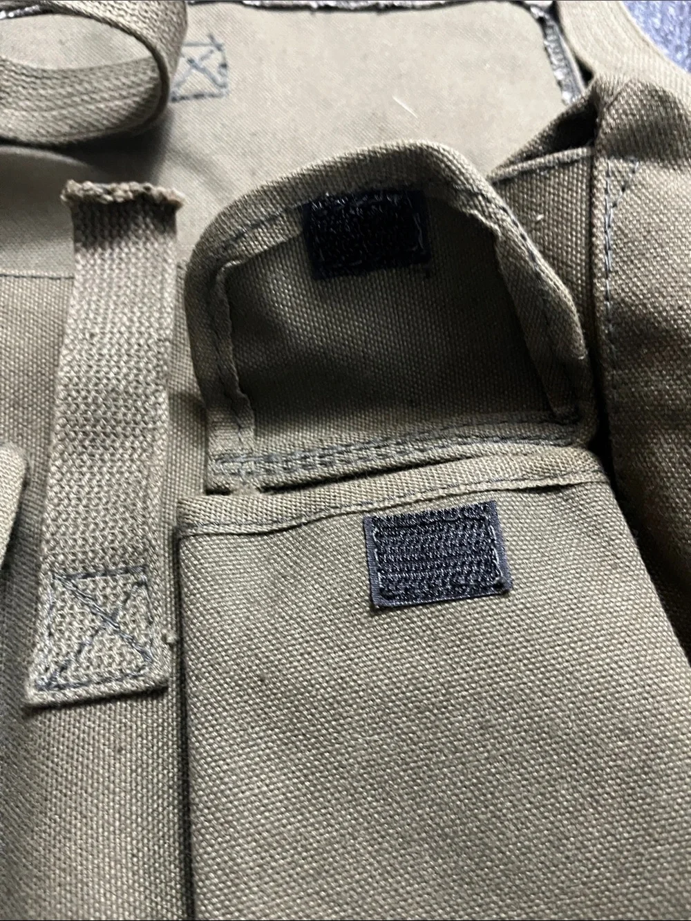 Army Olive Canvas Messenger Bag with Dual Front Pockets